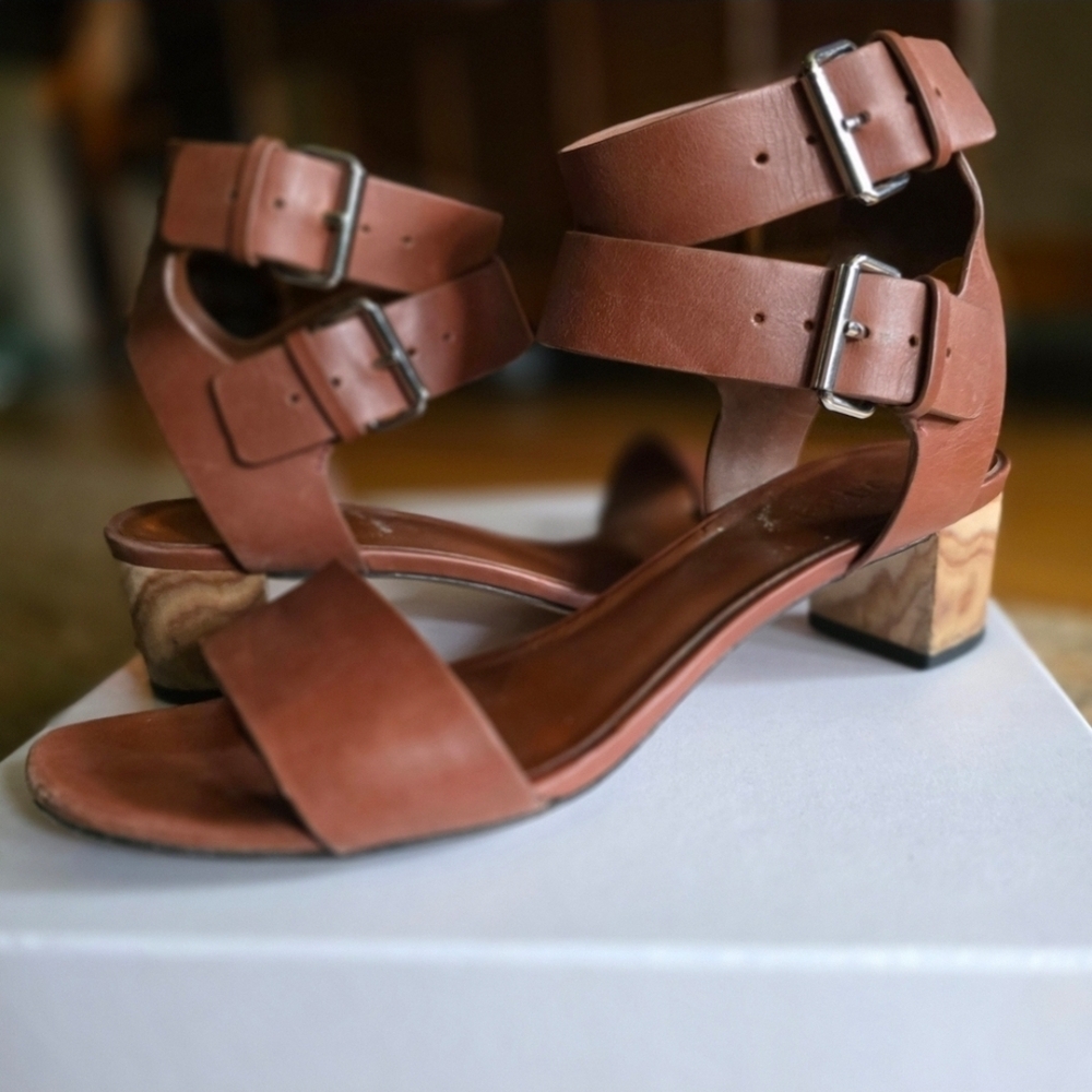 Vince | Women's Brown Leather Buckle Sandals 8.5 - Picture 8 of 8